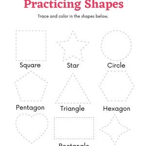 Practicing Shapes Worksheet - Etsy