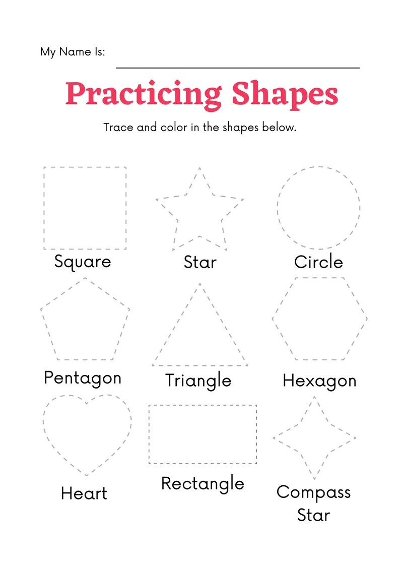 Practicing Shapes Worksheet - Etsy
