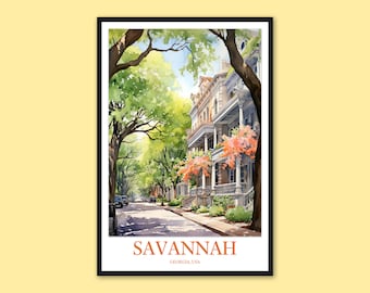 Savannah Travel Poster: Georgia Wall Art Print
