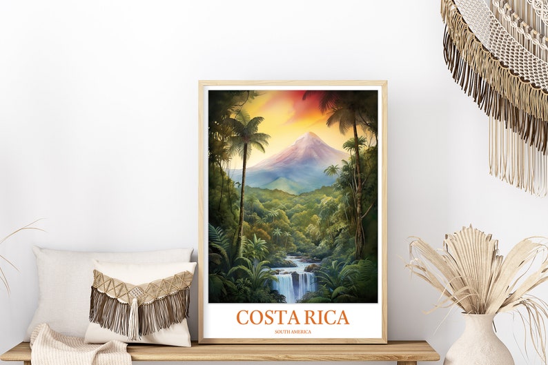 Costa Rica Poster Costa Rica Print Costa Rica Wall Art Arenal Volcano Exotic Wildlife Forest