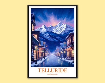 Telluride Travel Print Wall Art Telluride Poster Telluride Print Telluride Wall Decor Telluride Travel Wall Art Winter Colorado Wall Art