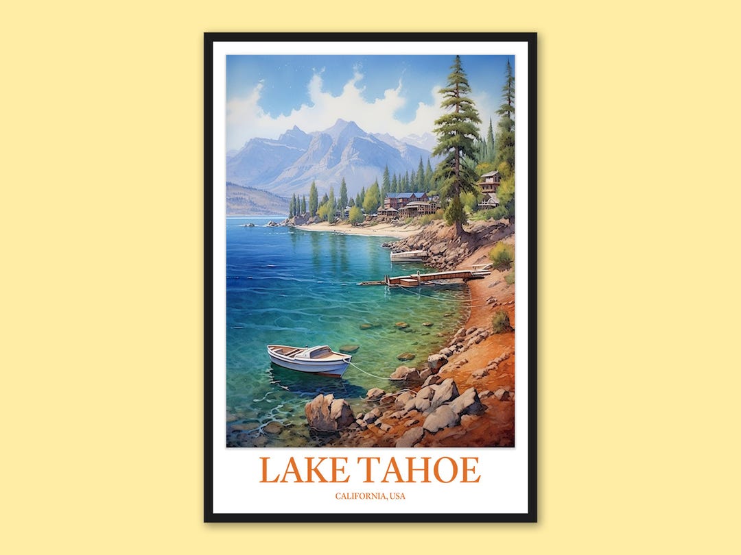 Lake Tahoe Print Lake Tahoe Wall Decor Lake Tahoe Travel Print Wall Art ...