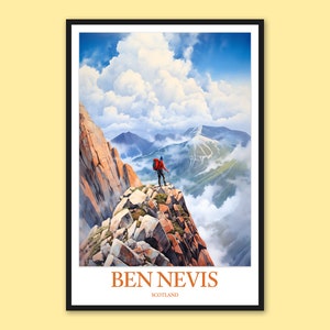 Ben Nevis Scotland Travel Poster: British Isles Mountain Art