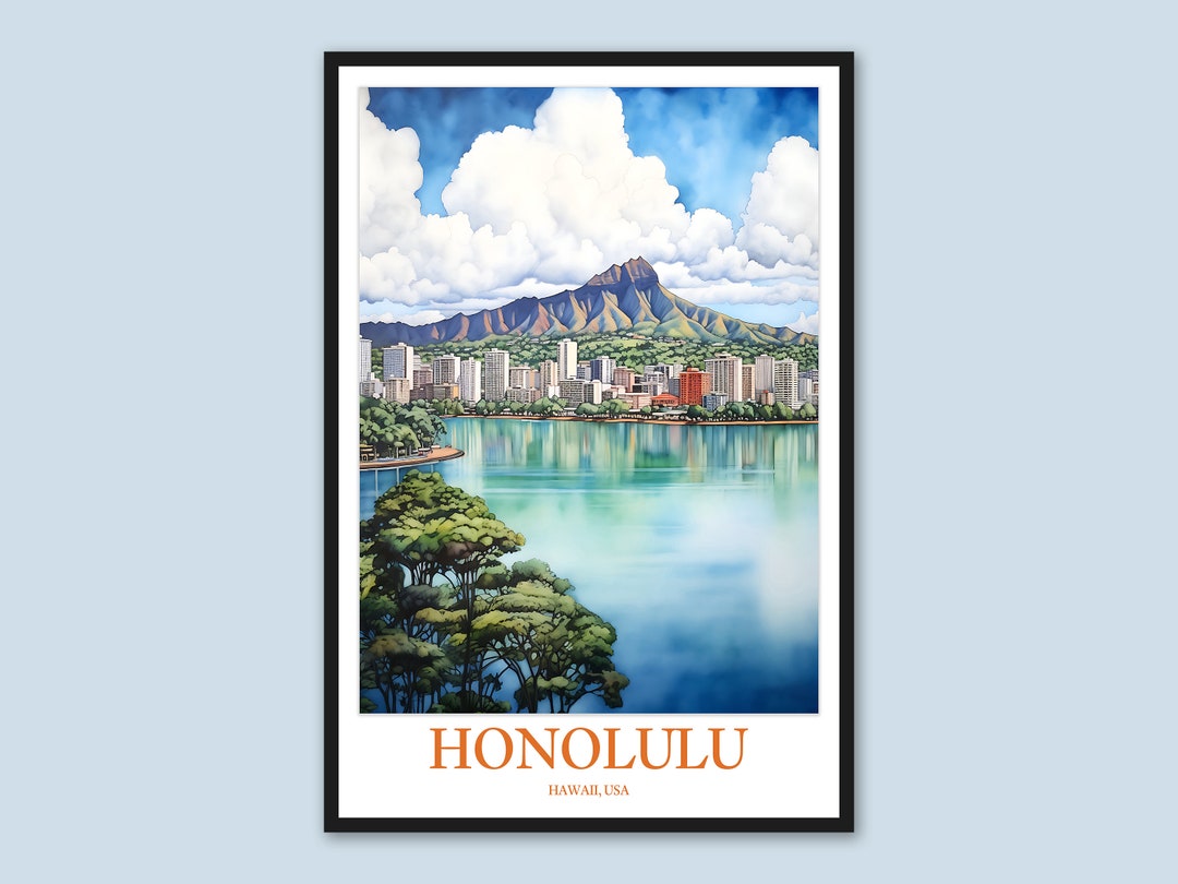 Honolulu Travel Wall Art Honolulu Print Art Honolulu Poster Honolulu