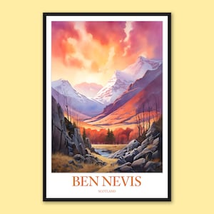 Ben Nevis Poster Ben Nevis Print Ben Nevis Wall Art Ben Nevis Mountain Sunset Wall Decor Travel Wall Art Scotland British Isles Adventure