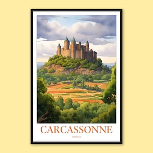 Carcassonne Travel Wall Art Carcassonne Cartel Carcassonne Impresión Carcassonne Viajes Impresión Pared Arte Carcassonne Decoración Francia Arte Regalo Amante