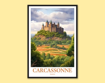 Carcassonne Travel Wall Art Carcassonne Cartel Carcassonne Impresión Carcassonne Viajes Impresión Pared Arte Carcassonne Decoración Francia Arte Regalo Amante