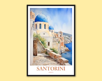 Santorini Print: Greek Island Travel Poster, Wall Art