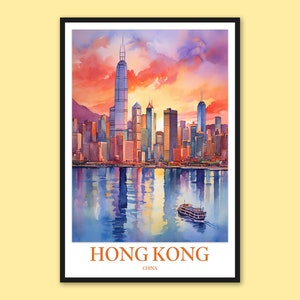 Hong Kong Wall Art Hong Kong Poster Hong Kong Print Art Hong Kong Wall Decor Hong Kong Travel Wall Art China Wall Art Hong Kong Gift