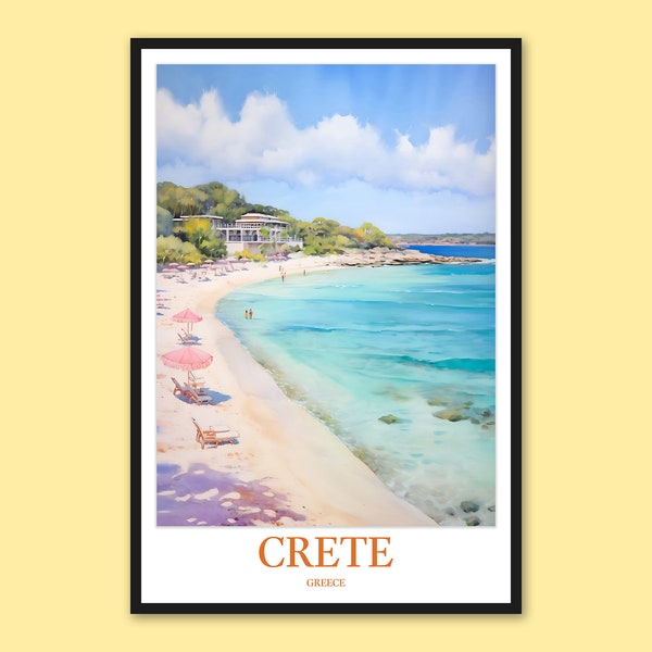 Crete Poster Crete Wall Art Crete Print Crete Wall Decor Crete Elafonissi Beach Mediterranean Aegean Sea Travel Wall Art Greece Art Lover