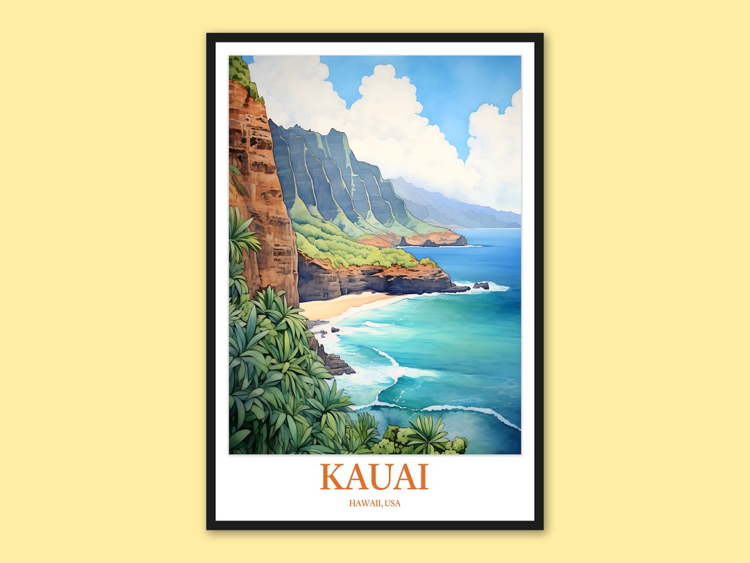 Kauai Poster Kauai Wall Art Kauai Island Print Art Kauai Na Pali Coast Decor Kauai Kalalau Trail