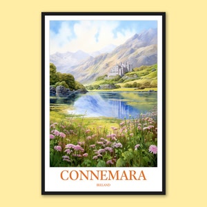 Connemara Ireland Travel Poster: Kylemore Abbey Wall Art