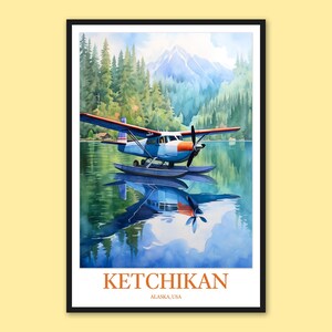 Ketchikan Alaska Seaplane Travel Poster: Wall Art Print