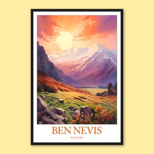 Ben Nevis Wall Art Ben Nevis Poster Ben Nevis Print Ben Nevis Mountain Sunset Wall Decor Travel Wall Art Scotland British Isles Adventure