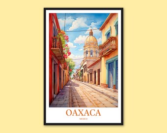 Oaxaca City Print: Watercolor Mexico Travel Wall Art