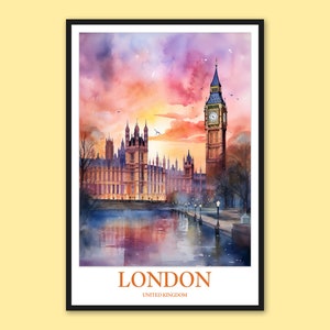 London Travel Poster: Big Ben & Houses of Parliament Wall Art