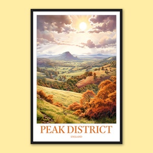 Peak District National Park Print Peak District Poster Peak District Wall Art Peak District Decor Travel Art England Wall Art Gift Lover