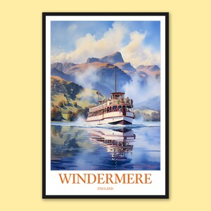 Windermere Travel Print Wall Art Windermere Poster Windermere Print Windermere Wall Decor Windermere Travel Wall Art England Wall Art Gift