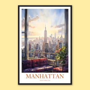 Manhattan Travel Art Manhattan Print Art Manhattan Poster Manhattan Wall Art Manhattan Wall Decor New York City Wall Art Manhattan Lover