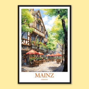 Mainz Germany Travel Poster: Kirschgarten Square Art Print