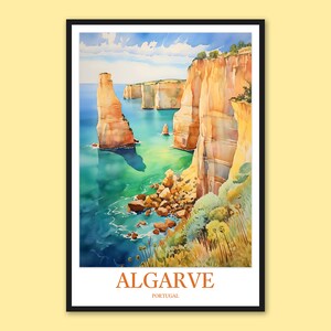 Algarve Print Algarve Poster Algarve Wall Art Algarve Artwork Ponta da Piedade Cliffs Wall Decor Algarve Travel Wall Art Portugal Gift Lover