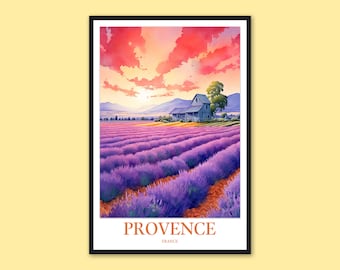 Provence Lavender Field Print: France Travel Poster