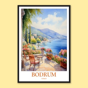 Bodrum Seaside Art Print: Turkey Travel Poster
