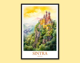 Sintra Travel Poster: Pena Palace, Portugal Wall Art