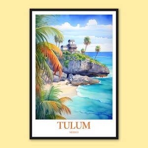 Tulum Travel Print: Mayan Ruins, Turquoise Caribbean Sea