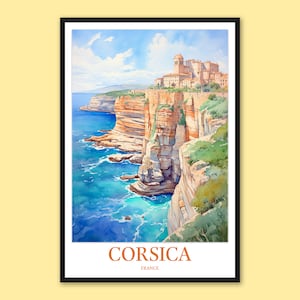 Corsica Travel Print Wall Art Corsica Poster Corsica Print Corsica Wall Decor Corsica Travel Wall Art France Wall Art Gift Corsica Cliffs