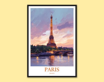 Print Eiffeltoren Parijs: reisposter Frankrijk, muurkunst