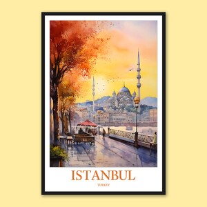 Istanbul Travel Poster: Mosque Art Print, Turkey Wall Decor