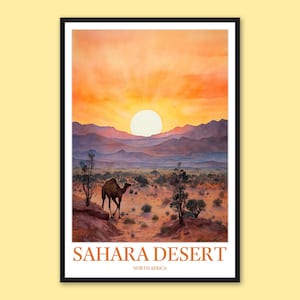 Sahara Desert Travel Poster: Nordafrika Wandkunst