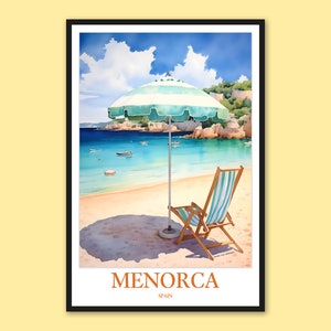 Menorca Travel Print: Beach Scene, Spain Wall Art