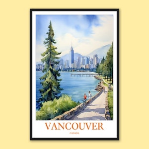Vancouver Travel Print: Stanley Park Skyline, Canada Wall Art