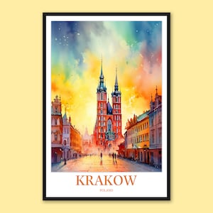 Krakow Travel Poster: Poland Wall Art Print