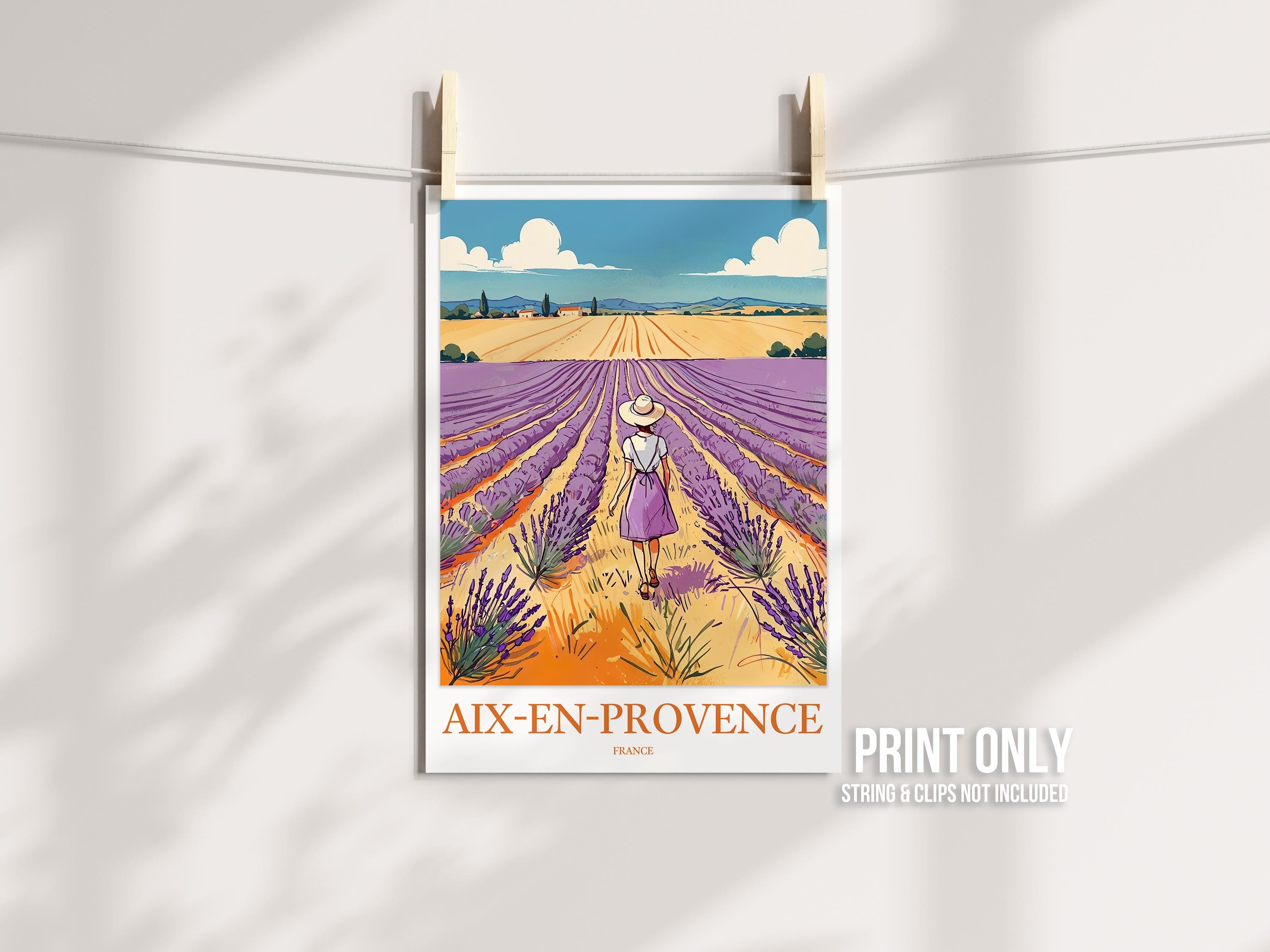 Aix-en-provence Lavender Field Art Print: French Travel Poster - Etsy