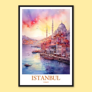 Istanbul Travel Poster: Turkey Mosque Art Print