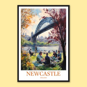 Newcastle Tyne Bridge Art Print: England Travel Poster