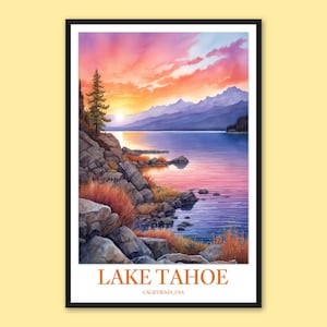 Lake Tahoe Travel Print Wall Art Lake Tahoe Print Lake Tahoe Poster Lake Tahoe Wall Decor Lake Tahoe Travel Wall Art California Wall Art