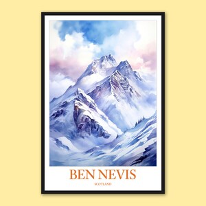 Ben Nevis Wall Art Ben Nevis Print Ben Nevis Poster Ben Nevis Snowy Mountain Top Wall Decor Travel Wall Art Scotland British Isles Adventure