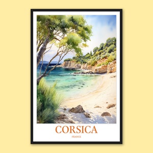 Córcega pared decoración Córcega viaje impresión pared arte Córcega cartel Córcega impresión Córcega viaje pared arte Francia pared arte regalo Córcega playa arte