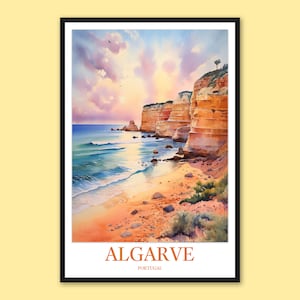 Algarve Poster Algarve Artwork Ponta da Piedade Cliffs Wall Decor Algarve Print Algarve Wall Art Algarve Travel Wall Art Portugal Gift Lover