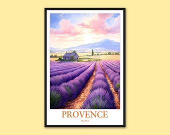 Provence Lavender Field Art Print: France Travel Poster