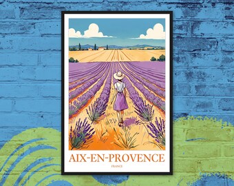 Aix-en-provence Lavender Field Art Print: French Travel Poster - Etsy