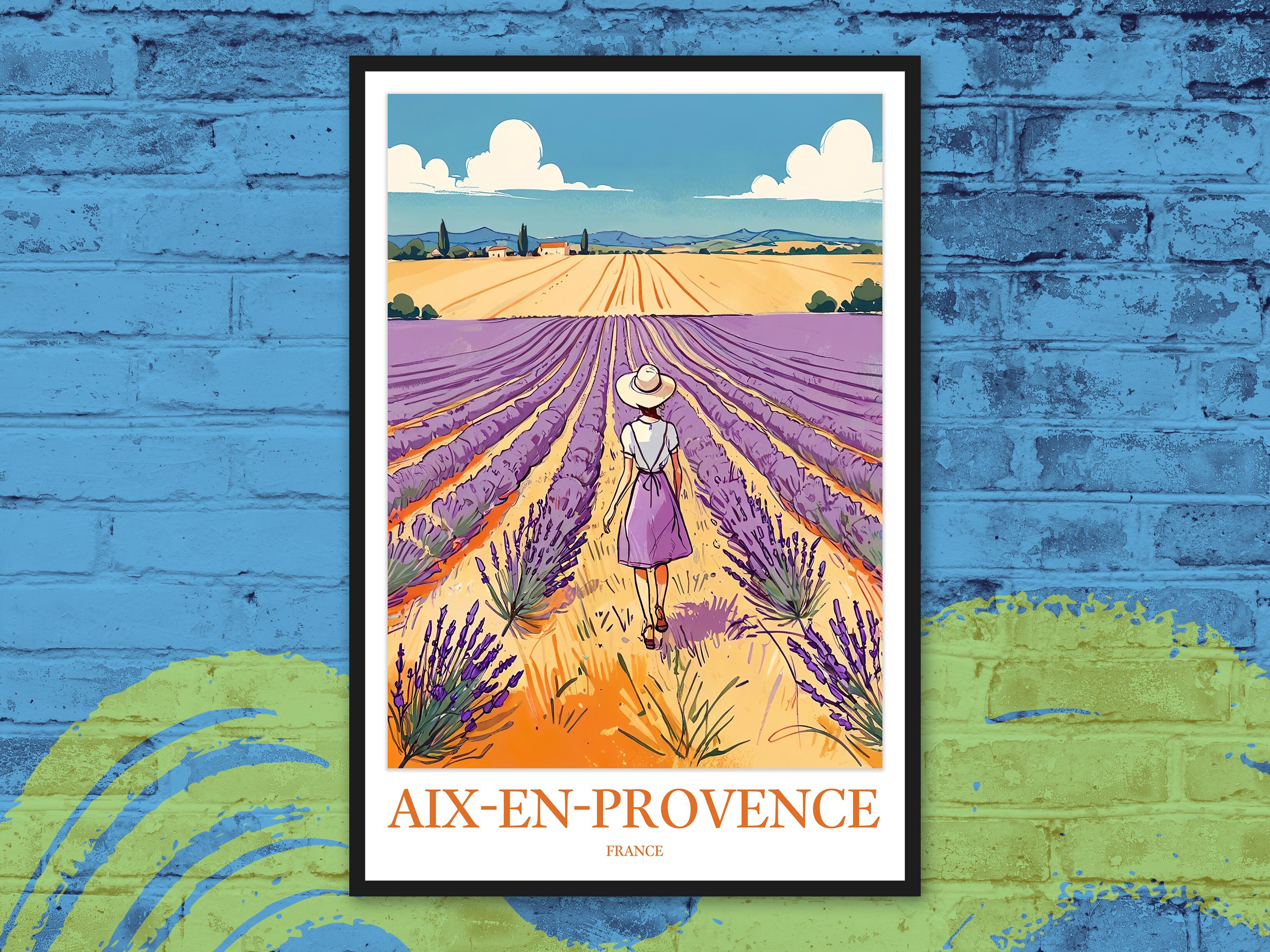 Aix-en-provence Lavender Field Art Print: French Travel Poster - Etsy