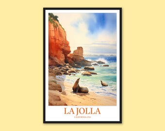 La Jolla Cove Art Print: San Diego Travel Poster
