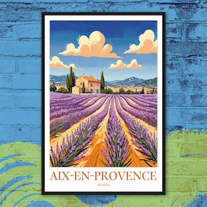 Aix-en-Provence Lavendel Feld Reise-Poster: Französisch Riviera Wandkunst