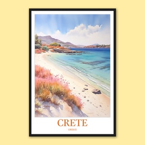 Crete Print Crete Wall Decor Crete Poster Crete Wall Art Crete Elafonissi Beach Mediterranean Aegean Sea Travel Wall Art Greece Art Lover
