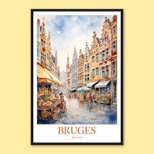 Impresión de viaje de Brujas Arte de pared Póster de Brujas Decoración de pared de Brujas Impresión de Brujas Arte de pared de viaje de Brujas Arte de pared de Bélgica Regalo Amante